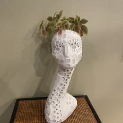 Glamorous White  Goddess Mosaic Planter Pot Head 