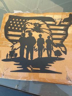 American flag and solder metal wall art