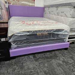 Brand New Stock Purple Color Queen Size Bed Frame Only Special