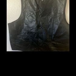 Men’s Black Leather Vest 54