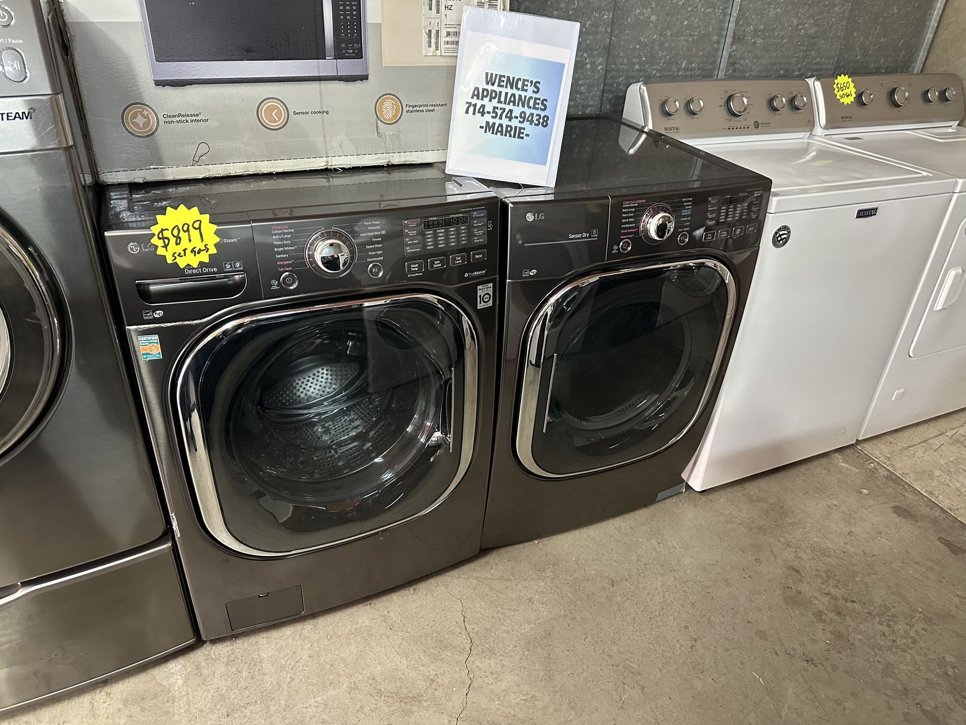BLACK STAINLESS LG FRONT LOAD WASHER AND GAS DRYER SET