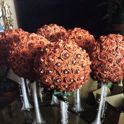 Hand Made Flower Balls Centerpieces with Eiffel Tower Vases