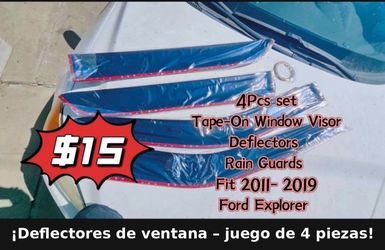 Tape-On Window Visors Rain Guards – 4-Piece Set, Fits 2011–2019 Ford Explorer Description: Tape-On Window Visors / Rain Guards – 4-Piece Set! $15 – al