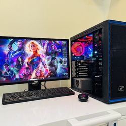 DELL  Starter Gaming PC 4 Core I5  @ 3,1 GHz. NVidia GT 640  2G. 128G SSD/ 1T HDD,  8G RAM. WIFI.  8 USB.  460W PSU.  22” Monit/Keyb,Mouse. Win11 Pro