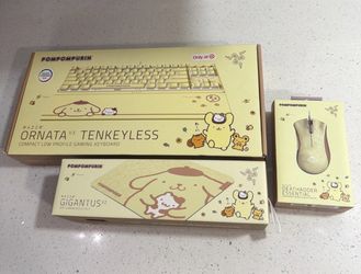 Razer x Sanrio Pompompurin Full 3 Piece Set! Keyboard , Mouse and Mouse Matt