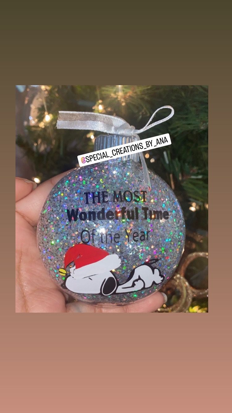 Snoopy Ornaments 🎄✨ Any theme available in any glitter color 