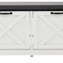 Shoe Storage Bench with 2 Flip Drawers, Entryway Bench with Removable Cushion, Hallway & Mudroom Organizer with Seat, Front Door Shoe Rack Cabinet, Wh