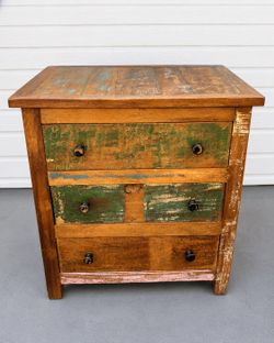 Rustic Reclaimed Solid Wood 3 Drawer Nightstand / End Table – Indigo Studio City