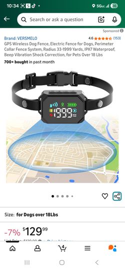 VERSMELO GPS Wireless Dog Fence Electric Fence for Dogs Perimeter Collar Fence System Radius 331999 Yards IPX7 Waterproof Beep Vibration Shock Correct