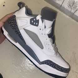 grey and white jordans 