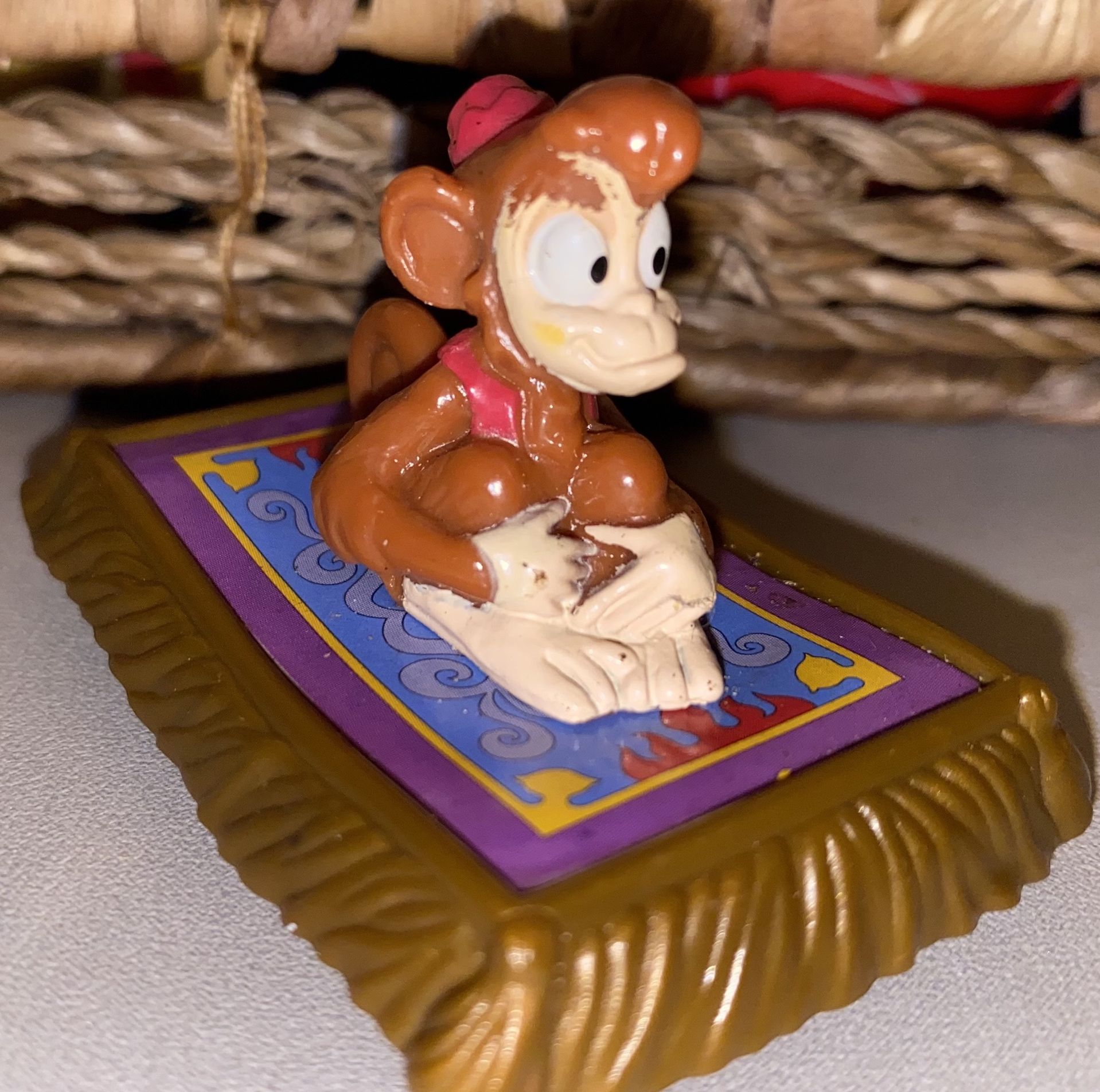 Disney Aladdin Abu Monkey on Magic Carpet Car Has Wheels to Move Toy Souvenir 2”Length by 1.5”Wide