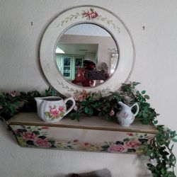 Beautiful small painted metal shelf with painted metal shelf!