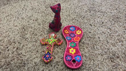 Floral spoon , cat & cross