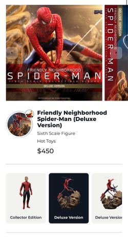 Spider-Man marvel hot toys 1/ 6 figure