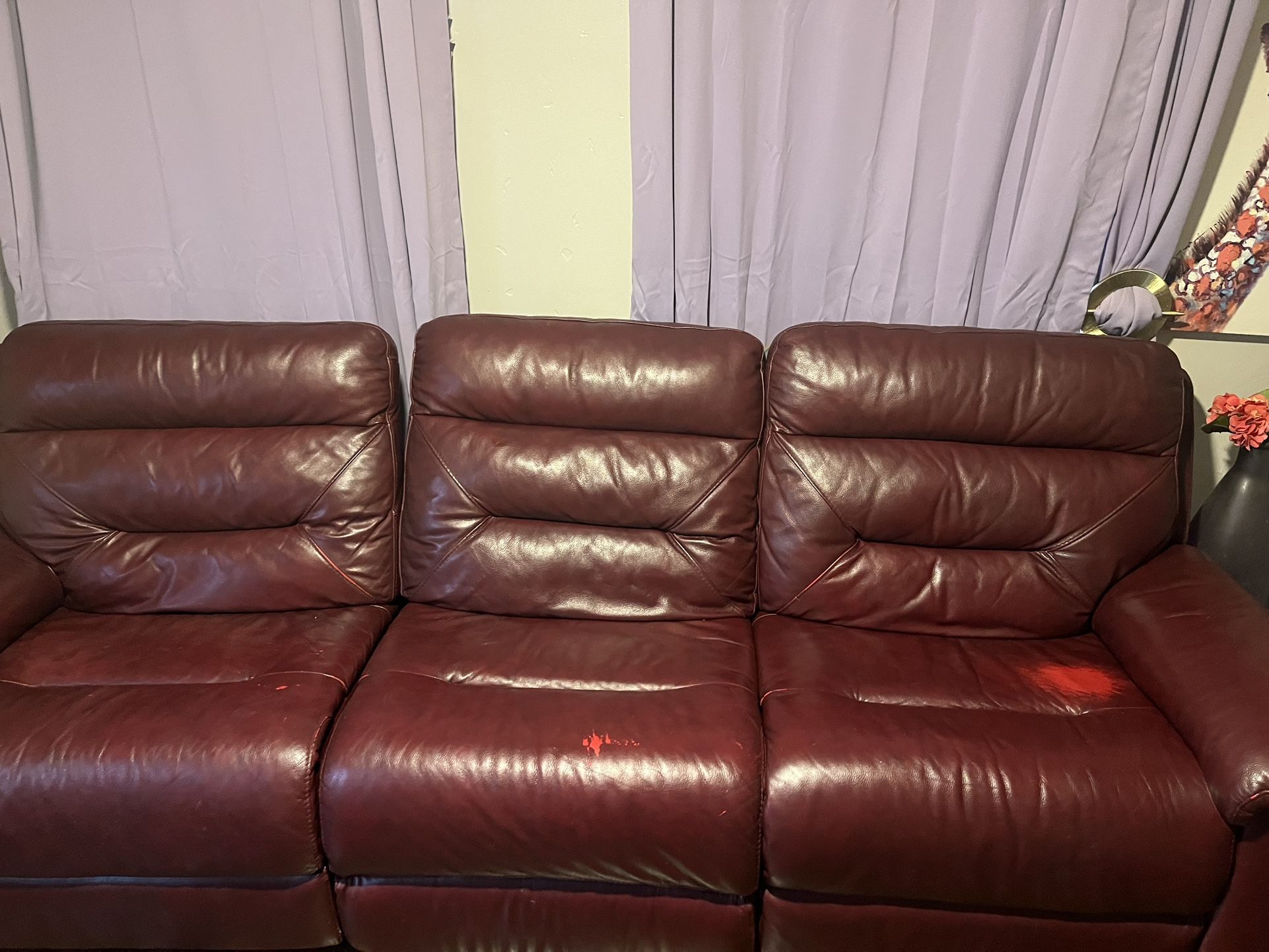 Leather Couch Power Recline