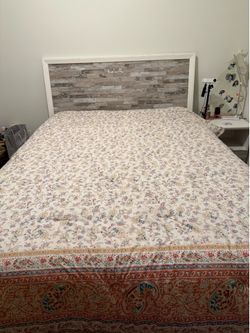 Queen Bed Frame (has matching bedside table with USB ports!)