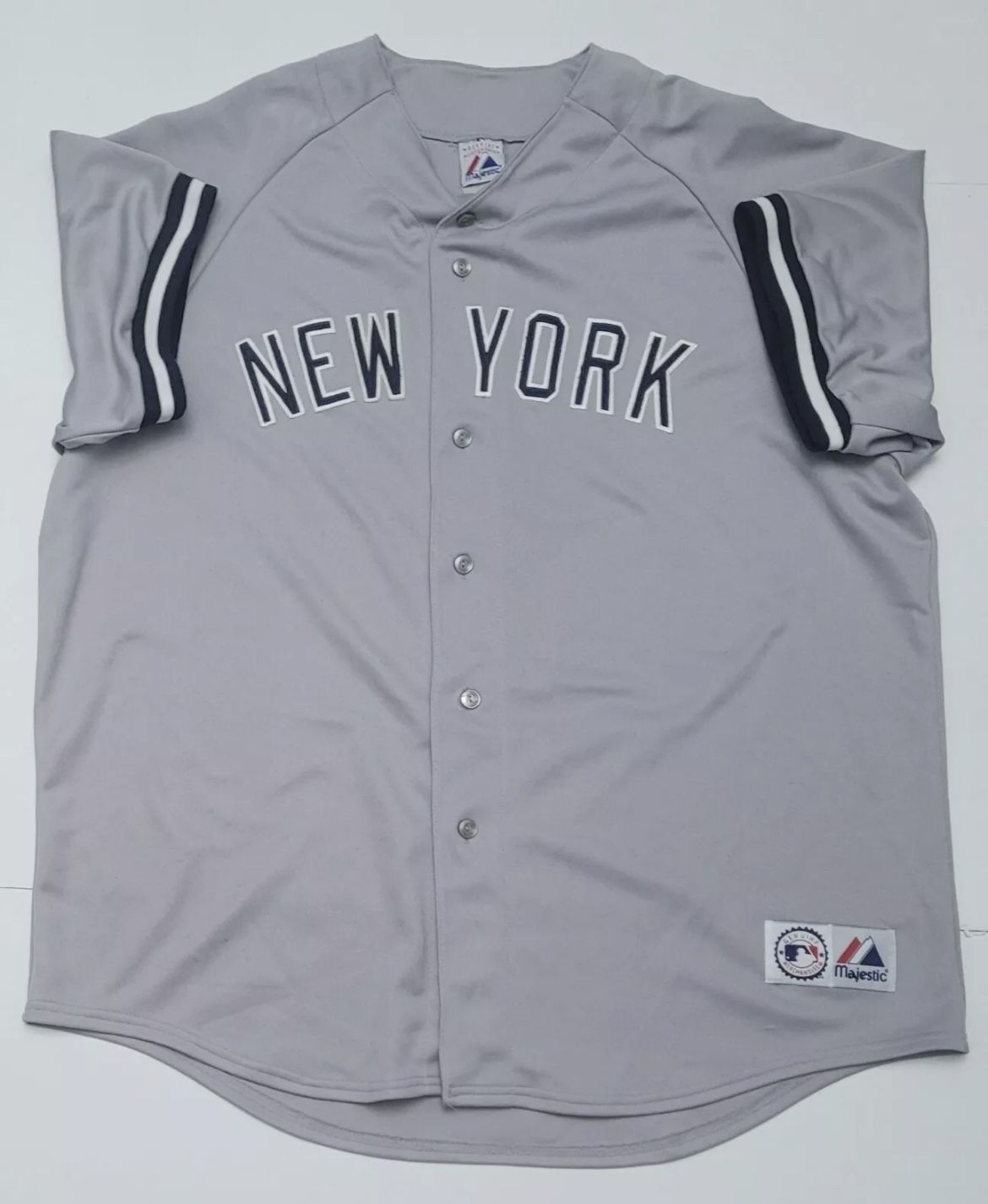 New York Yankees Majestic MLB Baseball Jersey Gray Away Logo sz 2 XL