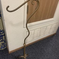 Antique Shepherds Hook Plant Holder Cast Iron 