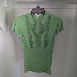 Women's Lime Green Charlotte Russe V-neck Top Size M