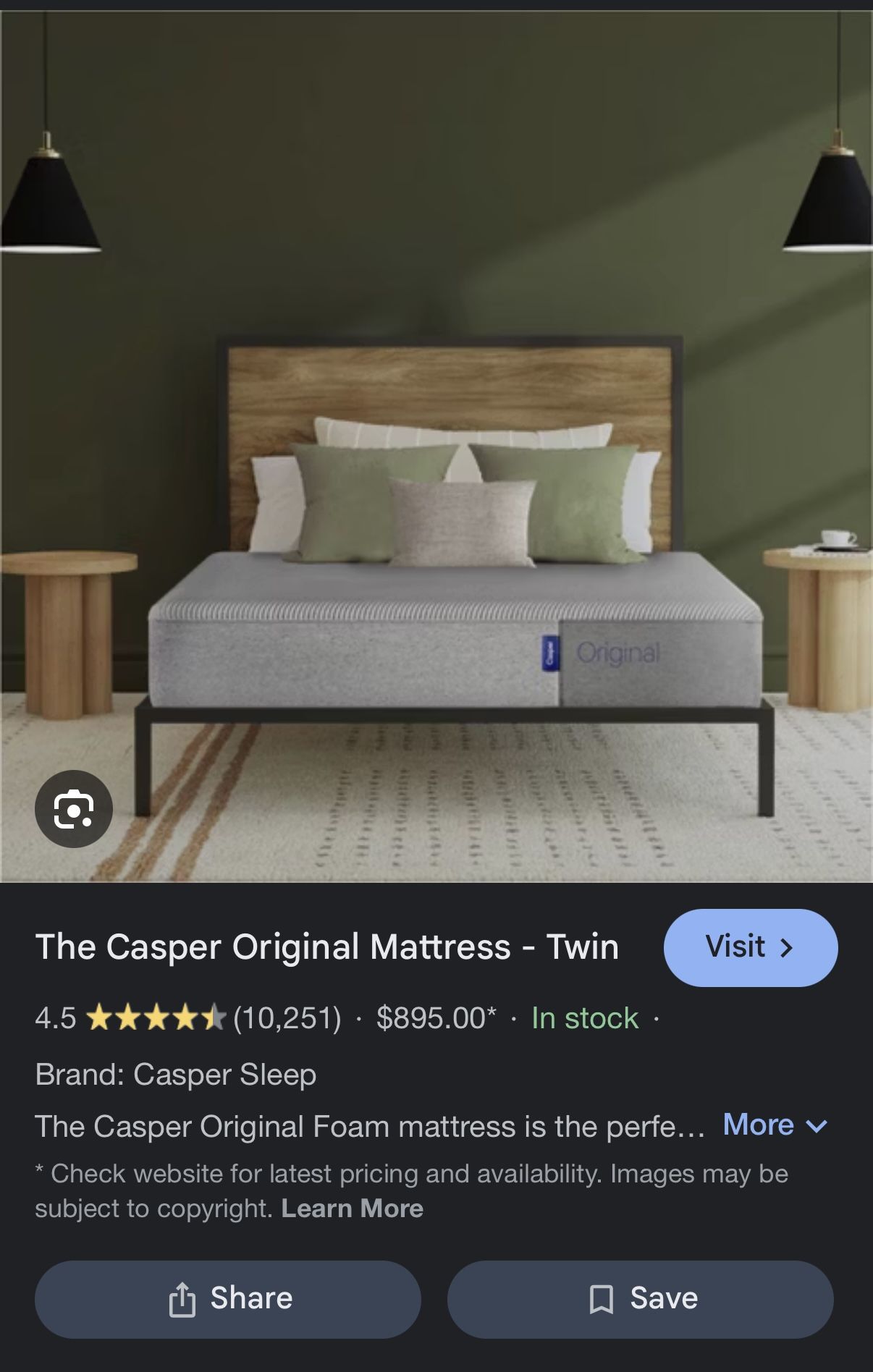 Casper Twin Bed Set