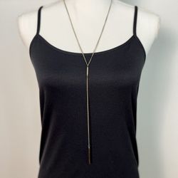 Long Sleek Gold Drop Bar Necklace