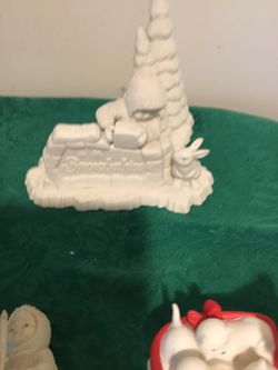 Three Dept 56 Snow Babies Kittens, Candle, Bunny Wall With Sign Thumbnail