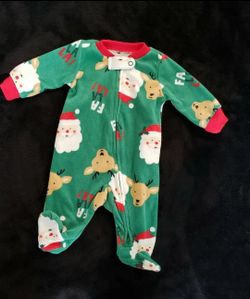 ✅ Baby Boy Carter's Holiday Christmas Warm Footed Pajama• Newborn Size • Great Condition• $7firm