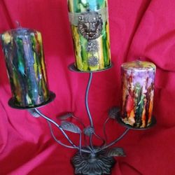 Art Candles. And Metal Candle Holder