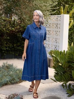 MAYE  Montana Button Up Indigo Blue Denim Midi Shirt Dress  Size XL