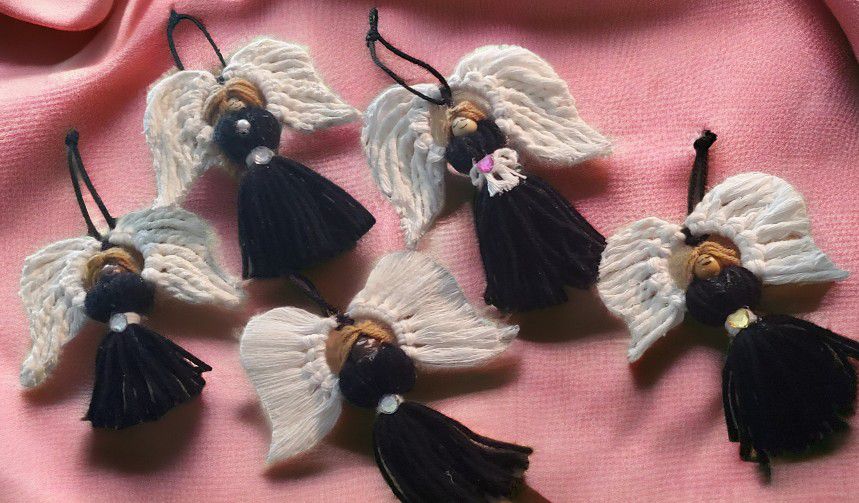 Macrame Cord Angel Ornaments 