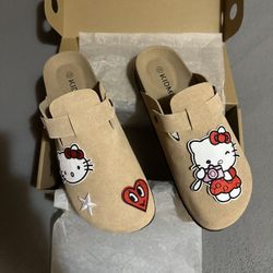 Custom Character Patch Clogs – Beige – Comfortable Footbed – Unisex – All Sizes