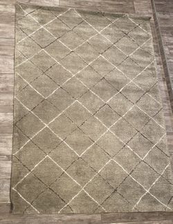 Area Rug -  Neutral Gray With Black And White Lines 