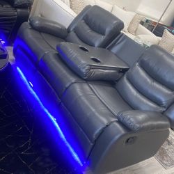 Reclining Sofa With LED, Brand New. Downpyment $53