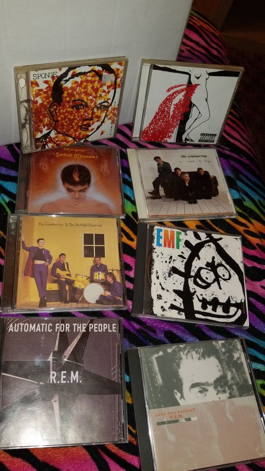 8 alternative CDs - EMF, The Cranberries, REM, Sponge, Sinead O'Connor