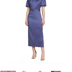 Kay Unger Blue Chiara Sheath Evening Dress