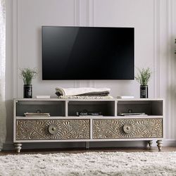 Brand New 70 Inch Tv Stand Boho Style Carved Out Design 