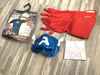 Halloween Costume, Captain America Gloves, Mask, Sticker Emblem, FITS MOST ADULTS