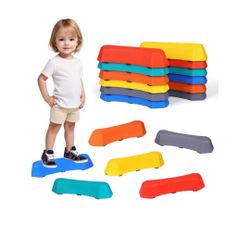 Stepping Stones for Kids,12Pcs Non-Slip Plastic Balance Beam for Kids, Kids Fitness Equipment Promotes Balance Coordination Skills Obstacle Courses Se
