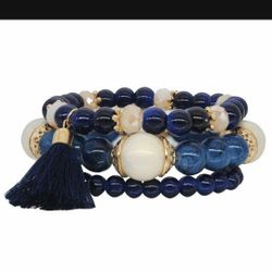 *SALE PRICE* Multi-layer Beaded Blue Beads Tassel Bracelets Set *800 More Items*