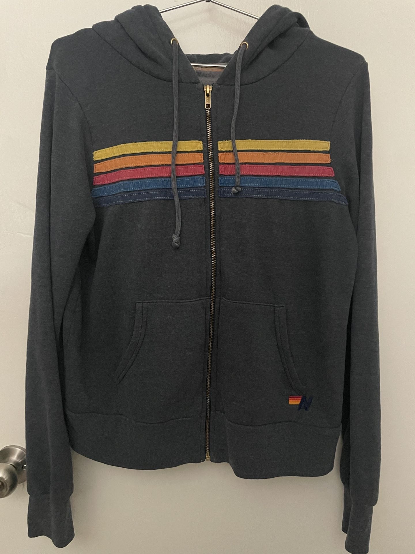 Aviator Nation 5 Stripe Navy Zip-Up Hoodie