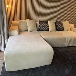 Beige Sectional Sofa Couch, L-shape