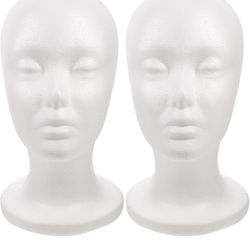 CALLARON 2pcs Foam Head Wig Head Model Mannequin Head Wig Head Stand Display Model for Home Salon