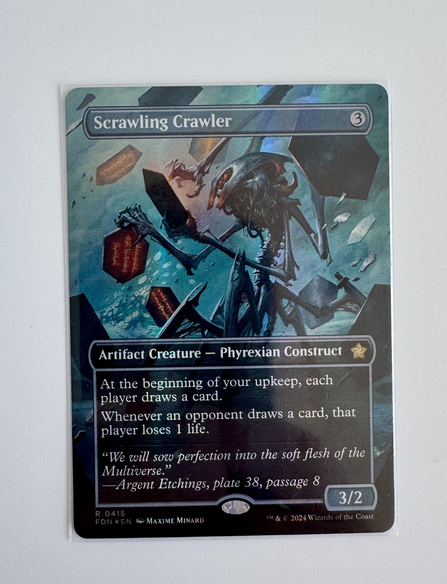 Magic the Gathering Scrawling Crawler Boarderless Mana Foil (FDN 0415) Mint Condition