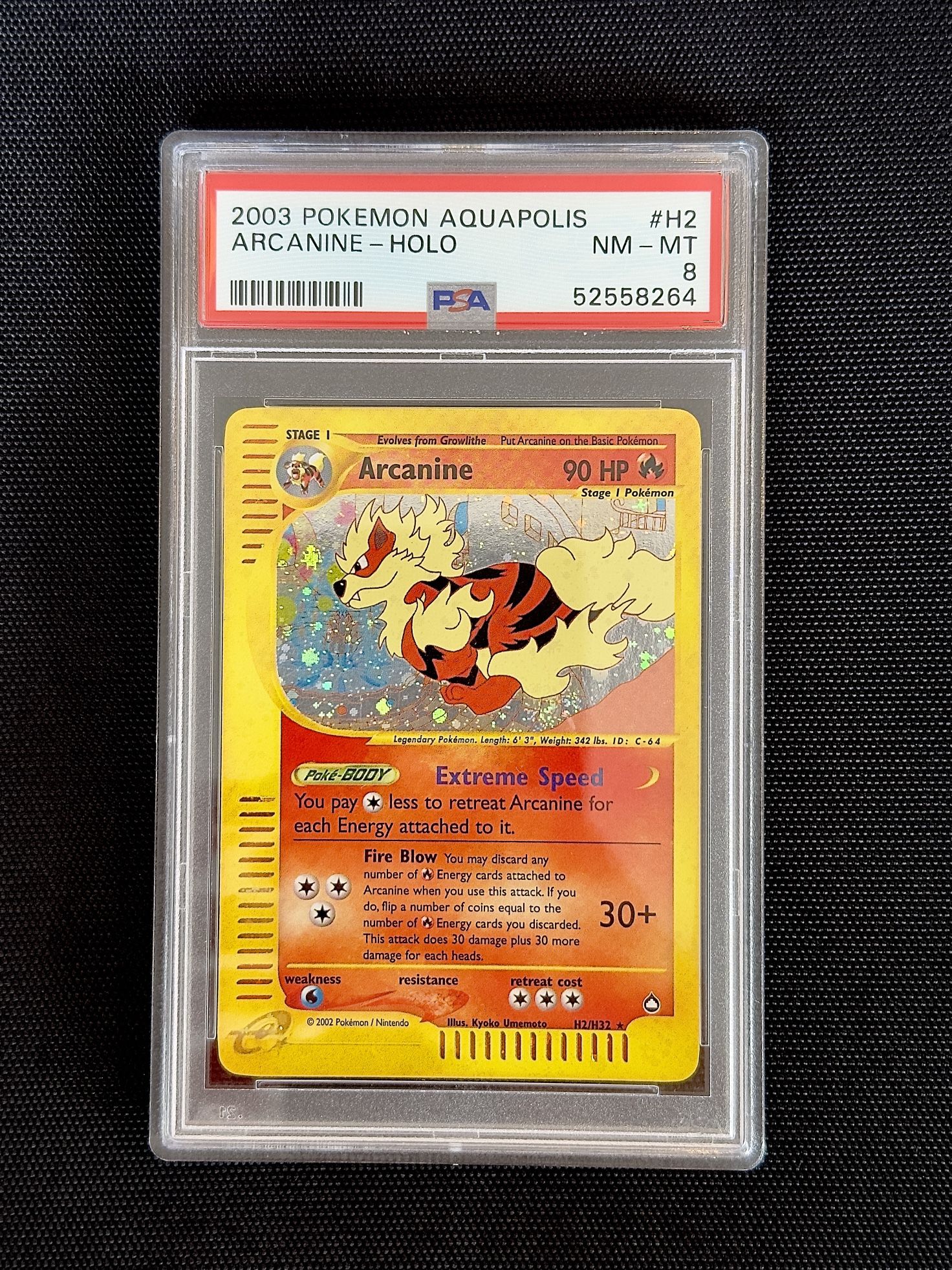 Arcanine Aquapolis PSA 8 LOW POP SWIRL 🌀