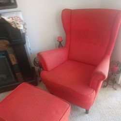 Red Chair and Marching Ottoman.