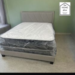 Brand New Queen Bed Frame With Mattress & Boxspring All Included For Only $349 🚨 Ready For Delivery 🚚 