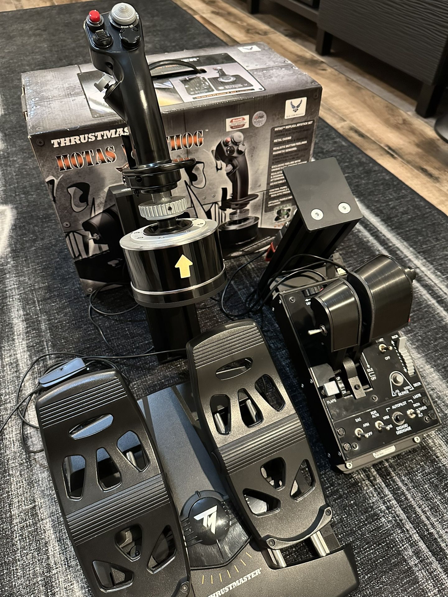 Thrustmaster Warthog HOTAS with Mounts and Rudder Pedals