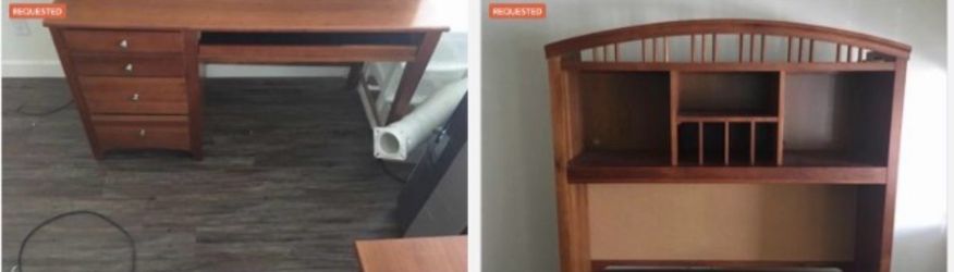 Wood Desk with Hutch and Drawers