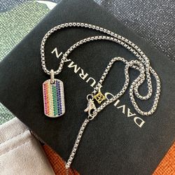 David Yurman Colorful Dog Tag Pendant Necklace