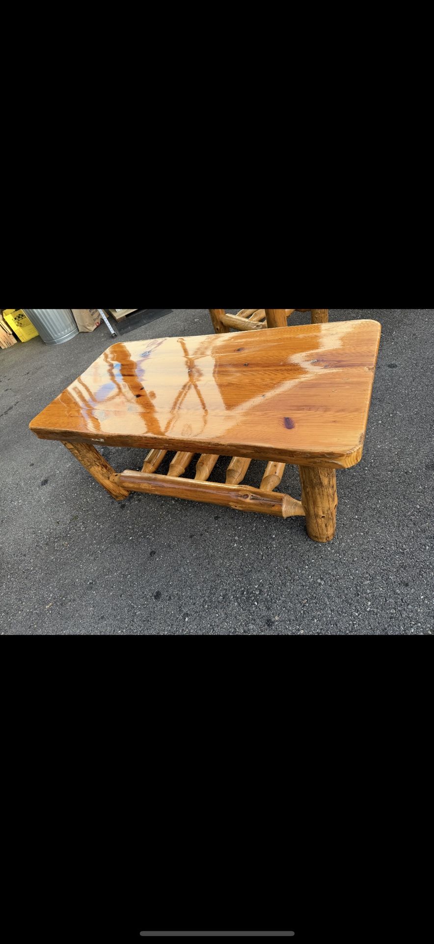 Sale !!!! Huge Discounts, Log Coffee Table And Two Nightstands Or End Tables